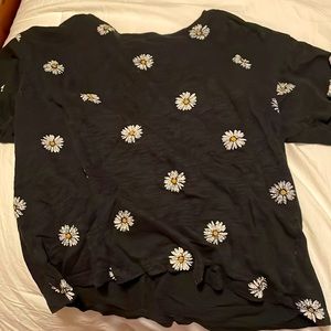 black with sunflower crop top